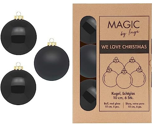 Christbaumkugeln WE Love Christmas - Magic by Inge - 6 Stück / 10cm (Ebony Black)