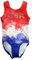 GymnasticsHQ Gymnastikanzug für Mädchen - Strass USA Rot, Weiß und Blau Tie Dye Turnanzug für Mädchen Gymnastik, Rot, Weiß & Blau, AM