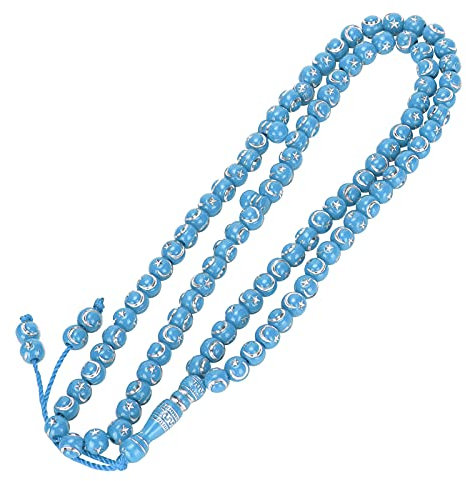 Muslimischer Rosenkranz, Gebetswerkzeug, 99 Körner, Harz, Islamische Anbetung, Vergoldung, Religiöser Artikel, Blau (Blau)