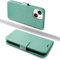 MONASAY for iPhone 15 5G Wallet Case,[Glass Screen Protector Included] [RFID Blocking] Flip Folio Leather Cell Phone Cover with Credit Card Holder case, 6.1-inch, 6.1-inch, Mint