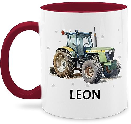 Tasse Tassen 325ml - Trecker Name I Trecker Fan I Traktor Geschenk personalisiert I Geschenk Landwirt - 325 ml - Bordeauxrot - geschenkideen für landwirte teetasse einschulung traktoren leon haferl