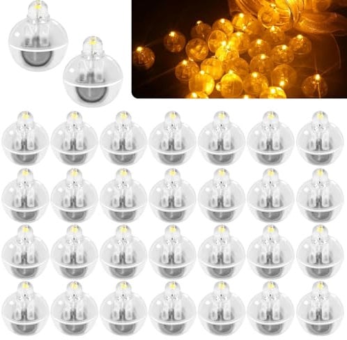 Auting 30 Stück Mini LED Lichter,Led Luftballon Warmweiß,LED Ballonlichter Drahtlose Kugellampe für Geburtstagsdeko Papierlaterne Ballonlicht Party Weihnachtsfeier Dekorationen