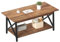 GreenForest Couchtisch mit Stauraum, 100 cm rechteckig modern 2-stufiger Wohnzimmertisch, Industrial Style X-Design Couchtisch, platzsparender Kleiner Tisch, einfache Montage, Nussbaum