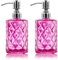 2 Pack 12 Oz Glass Soap Dispenser with Stainless Steel Pump, Refillable Liquid Hand Soap Dispenser for Bathroom, Vanity Countertop, Kitchen Sink, Laundry Room, Home Decor Accessories (fuchsia)