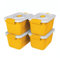 Aoki Box Lot de 4 Boites Rangements plastique avec couvercle, 15L, Jaune -Clips de Fermeture, Poignée, Empilable, Portable, Solide & Durable, pour Dressing, Garage, Chambre, Bureau