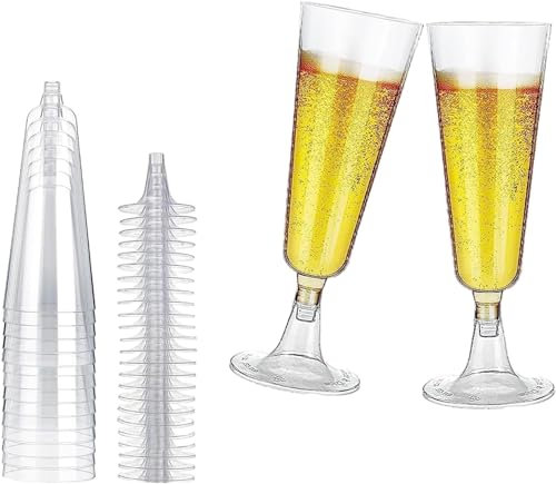 Yitobici Verres à champagne en plastique, verres à champagne en plastique, flûtes à champagne en plastique, réutilisables, pour fêtes, mariages, 20 pièces, 150 ml