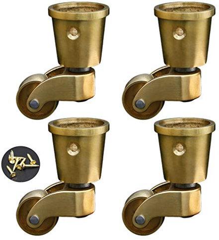 Möbelrollen 4er-Set High-End-Möbelrollen mit Schrauben, Lenkrollen aus massivem Messing, for Klavier, Couchtisch, Sofa, Tragkraft 200 kg