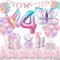 Schmetterling Geburtstag Deko 4 Jahre,Schmetterling Partygeschirr Set,Geburtstag Party Geschirr,Geburtstagsdeko 4 Mädchen,Ballons Pappteller für Geburtstagsdeko Mädchen Deko16 Gäste