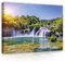 Bilder Wasserfall Natur grün Landschaft 60x40 cm - Modern Leinwandbild Groß Wohnzimmer Schlafzimmer Büro Wandbild Wandbilder Desing Wand Bild auf Leinwand Moderne Kunstdruck Wanddeko Aufhängefertig