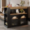 BXEYXE 138-193X39X105CM Moderner ausziehbarer Bartisch,Ausziehbarer Esstisch mit Stauraum, Stehtisch Bistrotisch, drehbar,für Esszimmer,Mit 1m langem LED Lichtstreifen,Schwarz
