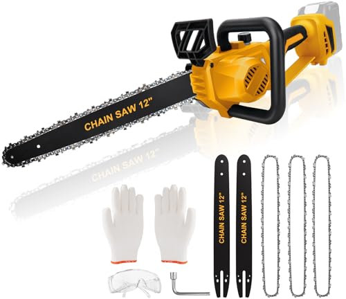Sega a catena senza spazzole compatibile con batteria Dewalt da 20 V, mini motosega da 12 pollici, senza fili, con olio per auto e lucchetto di sicurezza, 1000 W, per potatura degli alberi, taglio del