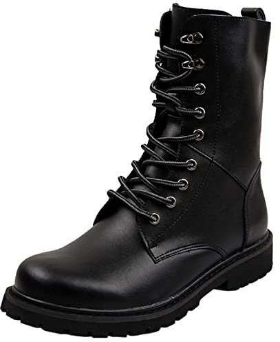 Stivali Anfibi Uomo Classici Stile Britannico Stivali con Lacci Silhouette Comoda Chiusura Lampo Fodera Calda Suola Interna Morbida Retro Anfibi Stivali Militari Pelle Uomo Punk Scarpe Uomo Offerta