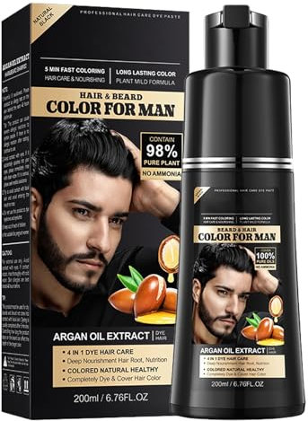 Shampoo Colorante Uomo,Shampoo Uomo Colorante,Crema Colorante Per Capelli,100% Cover Grey Hair - Tinta Per Capelli Neri Semipermanente,Facile E Veloce,Shampoo Colorante Per Capelli Da Uomo 200ml