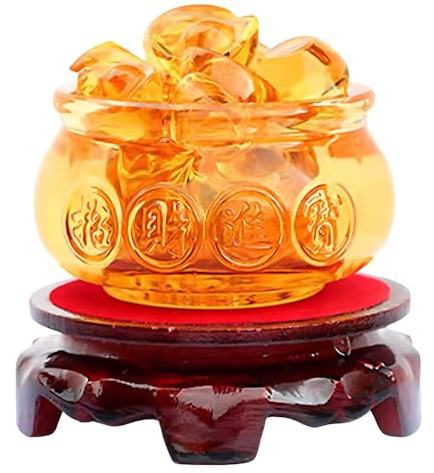 Aisamco Kristallglas Feng Shui Schatzbecken | Yuan Bao Barren, Reichtum, Wohlstand, Chinesisch, Büro Deko, Geschenk, Glückssymbol, Ornament
