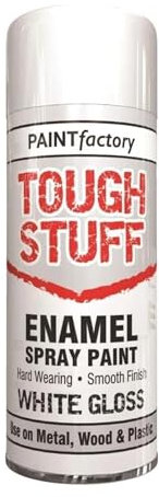 BURAKH Enamel White Gloss Spray Paint 400ml | Tough & Durable Coating for Metal, Wood, Plastic & More | Hard-Wearing Multi-Surface Aerosol Paint