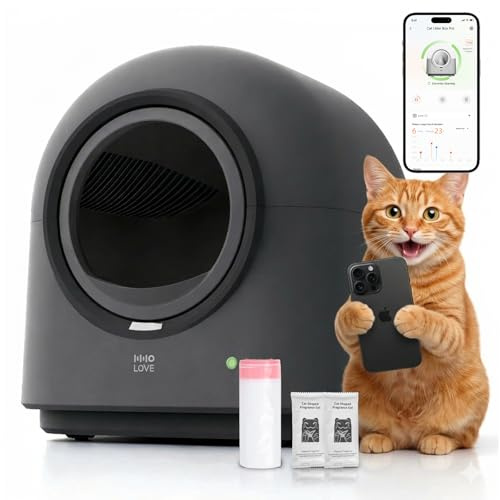 HHOLOVE Katzenklo Selbstreinigend Automatisch, Elektrische Katzentoilette mit App, Geruchskontrolle, Sicherheitssensoren, Gewichtsmonitor, 60L für 3–4 Katzen