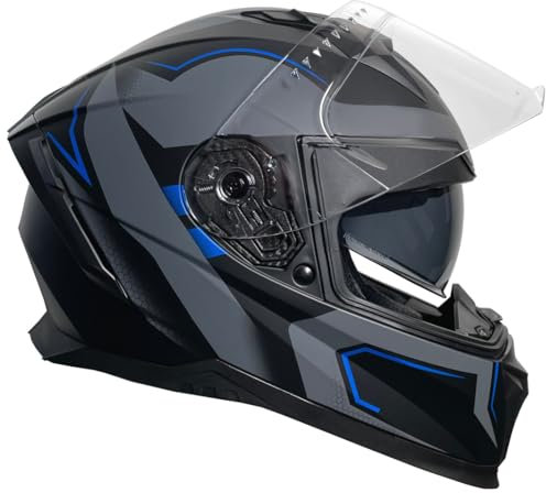 Rallox Helmets Integralhelm 510-3 schwarz/blau RALLOX Motorrad Roller Sturz Helm (XS, S, M, L, XL) Größe S