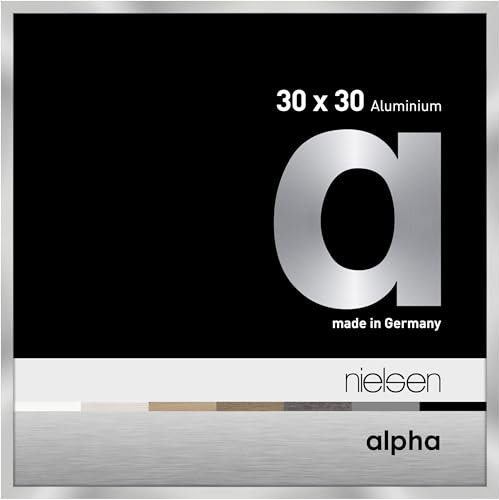 nielsen Bilderrahmen, 30 x 30 cm, Aluminium, Silber glanz, Rahmen zum Aufhängen im Hoch- & Querformat, Echtglas, Alpha