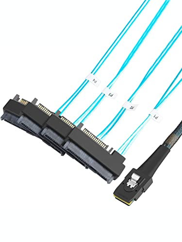 CableCreation Internes Mini-SAS-Stecker 36-Pin (SFF-8087) zu (4) 29-Pin-Buchse Kabel(SFF-8482) mit SATA-Stromanschluss, 1 m