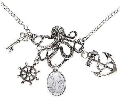 Widmann 46749 - Halskette, Krake mit Talismanen, Schmuck, Halsband, Piraten, Seeräuber, Mottoparty, Karneval