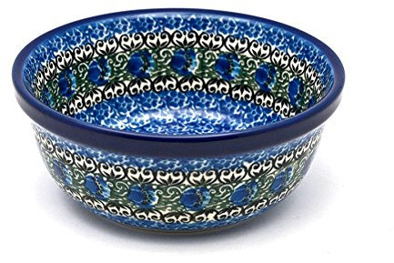 Polish Pottery Bowl - Soup and Salad - Peacock Feather