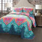 Lush Decor Bettwäsche-Set aus Baumwolle, Türkis und Marineblau, Kingsize-Bett