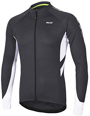 ARSUXEO Radtrikot für Herren, Fahrradtrikot Langarm, Radfahren Shirt, Radsport Trikot MTB Fahrrad-Bekleidung 6030 dunkelgrau M