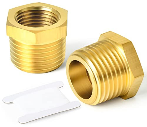 Taisher Reduzierstück, Messing, Sechskant-Hülse, Gewinde, Rohrverschraubung, 1,9 cm NPT-Außengewinde x 1,27 cm NPT-Innengewinde, 2 Stück