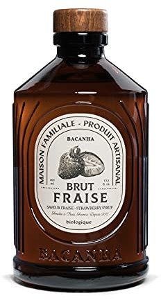 BACANHA - Sirop Bio et Brut - Sirop saveur Fraise - Pour Eau, Apéritif, Cocktail, Limonade et Thé Glacé - 400 mL