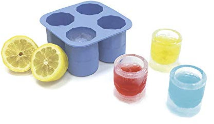 HENDI Shotglas Eiswürfelform, Erstellt 4 Shotglas-förmige Eiswürfel, Eiswürfelschaleeinfache, Eiskugelform, 122x122x(H)60mm, Silikon, 48 Stück
