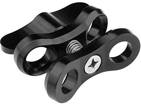 Motutech Pince à Boule Clip Fixation Connecteur pour Tête à Rotule pour GoPro Hero 360 ° Rotation pour Plongée sous-Marine Double Trous Lumière Mont de Camera d'action (Noir)