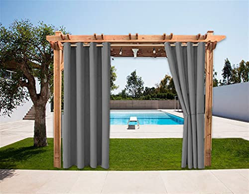 SK Studio 1 Stück Outdoor Vorhänge Aussenvorhang Garten Verdunkelung Outdoor Gardinen Blickdicht Winddicht Wasserabweisend Sichtschutz Sonnenschutz UVschutz Dunkelgrau, 254x213cm(B x H)