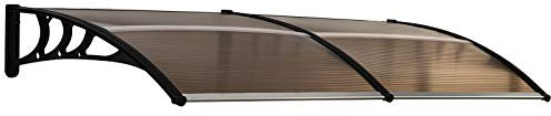 Outsunny Front Door Canopy Outdoor Awning Aluminium Rigid Plastic Polycarbonate Rain Shelter UV Water Rain Resistant 75 x 195 cm Brown