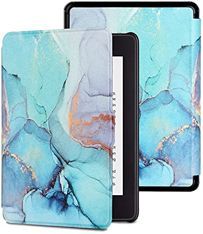 MOKASE Hülle Kompatibel mit 6 Kindle Paperwhite 10. Generation 2018 Freigabe (Modellnummer: PQ94WIF), Ultradünne Schutzhülle Fall mit Intelligenter Automatischer Schlaf/Aufwach Funktion, Green Marble
