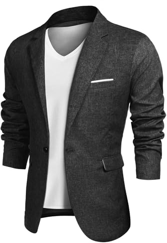 COOFANDY Herrblazer Regular Fit Modern Kostymjacka för Herr Höst Sportjacka Comfort Fit Svart XXL