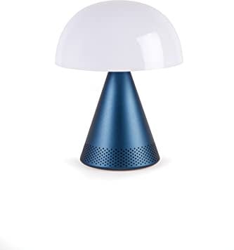 Lexon MINA L Audio Lampe Champignon Portable et Enceinte Bluetooth rechargeable, Lampe à poser sans fil avec 9 couleurs de lumière et Variateur d'intensité, jusqu'à 24h d'autonomie - Bleu Sombre