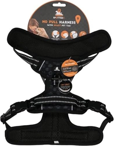 Spotted! PRO Harnas No-Pull – Hundegeschirr mit QR-Token - Hundegeschirr Anti Pull - Wasserdicht - Brustumfang 56-58 cm - Größe S - Anthrazit