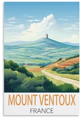 KmoNo Mont Ventoux Frankreich Vintage Reiseposter 20 x 30 cm Poster Dekor Malerei Leinwand Wandkunst Wohnzimmer Poster Schlafzimmer