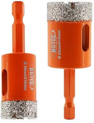 BGTEC Brocas de diamante secas de 20/25 mm con varilla hexagonal de cambio rápido para granito, mármol, porcelana, baldosas cerámicas