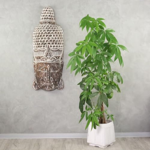 Oriental Galerie XXL Buddha Deko Maske hängend Holz Gesicht Wall Art Wandmaske Wanddeko Braun 100 cm