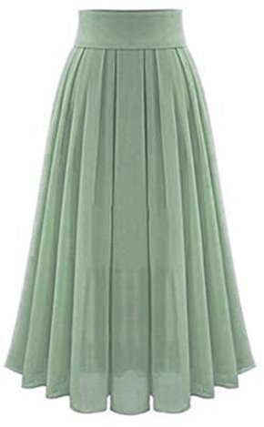 Generisch Rock Damen Sommer Faltenrock Damen Lang Plisseerock Elegant Elastisch Chiffon Rock Midi Sommerrock High Waist Strandrock XL A Rosa