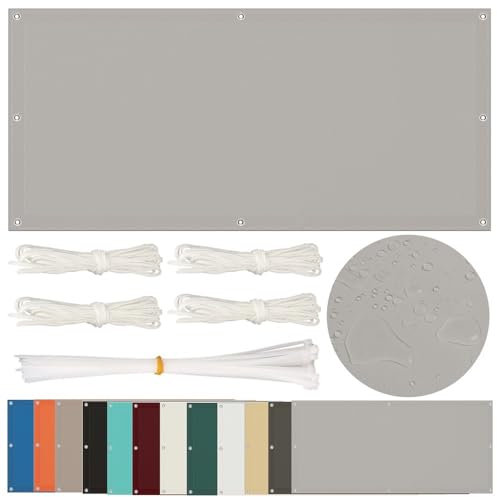 Sonnensegel Wasserdicht 150x300cm Rechteckig mit Ösen - UV Schutz Segeltuch für Balkon und Terrasse, Viereckig, Hellgrau 1.5x3M