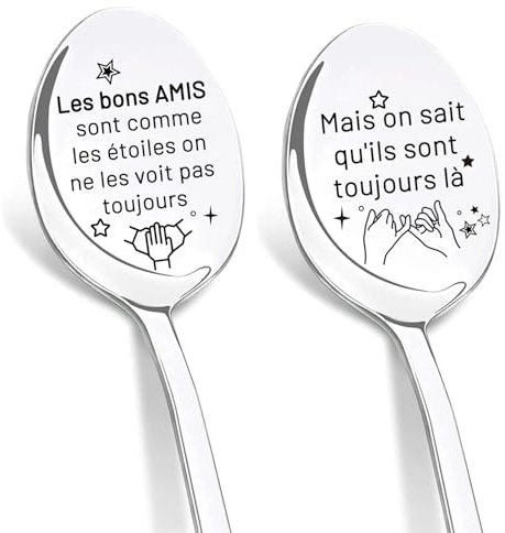 DIKARIYA Cadeau pour Meilleure Amie, Cadeau Amie Femme Original, Cadeau Saint Valentin Femme, Cuillères Gravées au Laser, Cadeau d'anniversaire Une Amie, Cadeau Anniversaire Amitié Cadeau pour Femme
