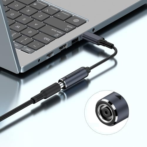USB C to Barrel Tip Adapter, 45W 65W 100W PD Charging for Convert Dell, HP 7.4mm x 5.0mm Charger to Type C Power for Phones,Tablets,Laptops and Other USB C Devices, Input: DC15-20.5V