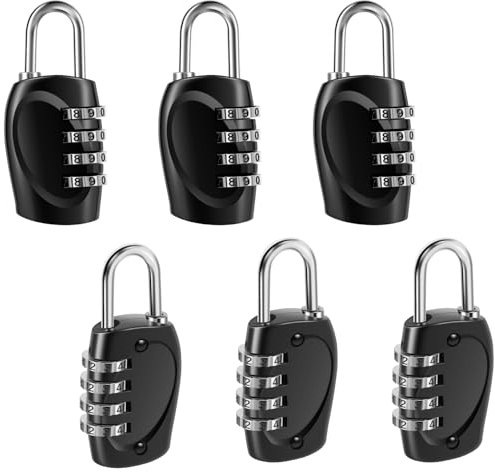 IXTIX Lot de 6 cadenas à combinaison à 4 chiffres en alliage de zinc pour porte vestiaire, salle de sport, cave