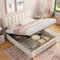Polsterbett 160x200 cm mit Sensorlicht, Doppelbett mit Stauraum und Lattenrost, süßes weiches Kopfteil, Jugendbett, Bettgestell aus Samt, Kastenbett mit Holzlattenrost, Beige,ohne Matratze (160x200cm)