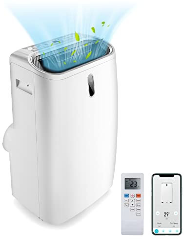 GOPLUS 16000 BTU Klimaanlage mit Abluftschlauch, 5 in 1 mobiles Klimagerät: Kühlen, Heizen, Entfeuchten, Belüften, Schlafmodus | für Raumgröße bis 30㎡ | 24H-Timer | App/Fernbedienung (16000BTU)
