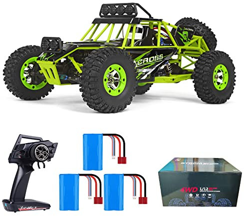 Teeggi WLtoys 12428 Ferngesteuertes Auto für Erwachsene, 50km/h Schnelles RC Auto, 1/12 Geländewagen 4WD Hohe Geschwindigkeit Offroad RC Car (3 Batterien)
