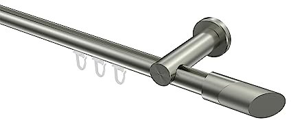 INTERDECO Innenlauf-Gardinenstange 20 mm, moderne Innenlaufstange aus Metall, Edelstahl-Optik, zur Wandmontage, Typ 10213411, 320 cm