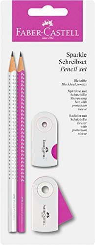 Schreibset Sparkle 4-teilig pink/weiß